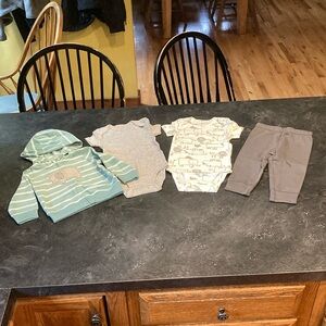 Boys Carter’s 4 piece jacket, pant and bodysuit set size 12 months - NWT